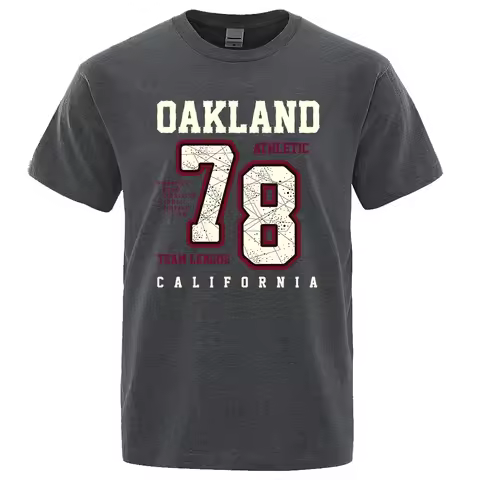 Oakland Athletic 78 Team League California Men Tee T Shirt Cotton Summer T-Shirt Casual Breathable C
