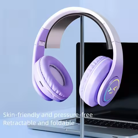 Original Wireless Bluetooth Headphones for Computer RGB Glowing Smiley Face Noise Reduction Gaming H