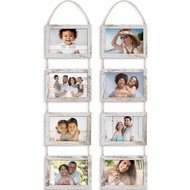 Icona Bay - 4x6 Wall Hanging Picture Frames Collage with 8 Openings - Distressed White, 2 Pack - Cas