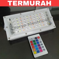 Lampu Sorot RGB Warna Warni 50 watt Slim Remote Outdoor Lampu Sorot 50w RGB Lampu Tembak