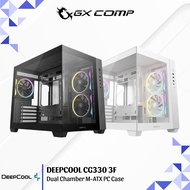 Deepcool CG330 3F Black & White Support BTF Motherboard | M-ATX Gaming PC Case | Black & White Micro
