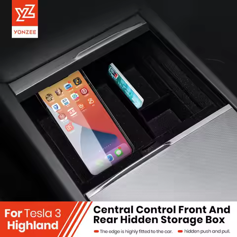 YZ For Tesla Highland Model 3 Y Juniper Center Armrest Hidden Box Holder Console Organizer Car Stora