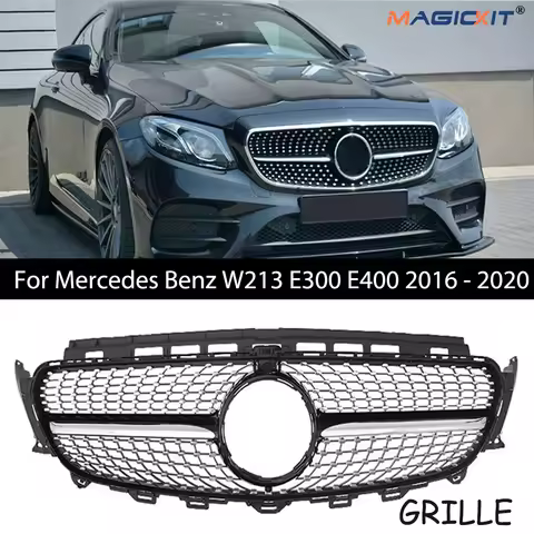 For Mercedes Benz W213 E200 E300 E400 2016-2020 Diamond Black Trim Front Grill CAR Accessories Diamo