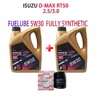 ISUZU D-MAX RT50 2.5 /3.0    OIL FILTER  + 2can FUELUBE 5W30 FULLY SYNTHETIC  ENGINE OIL DMAX