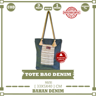 TOTEBAG DENIM SAKU KOMBINASI WARNA 08 BAHAN DENIM [33X5X40] CM / TOTE BAG WANITA / TOTE BAG PRIA / T