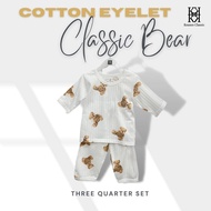 Baby Premium Cotton Eyelet 3quarter Sleeve Set Pyjamas 0-5yrs | Toddler Three Quarters Sleeve Set |