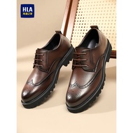 HLA/Hailan House Men's Shoes 2026 New Style Business Formal Leather Shoes Men British Brogue Fashion