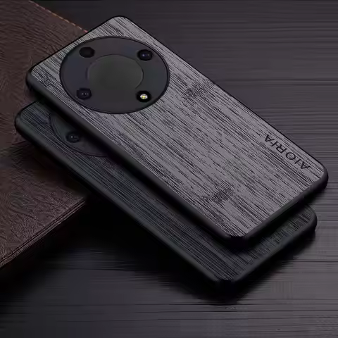 Case for Honor Magic 5 Lite Pro funda bamboo wood pattern Leather cover Luxury coque for huawei hono