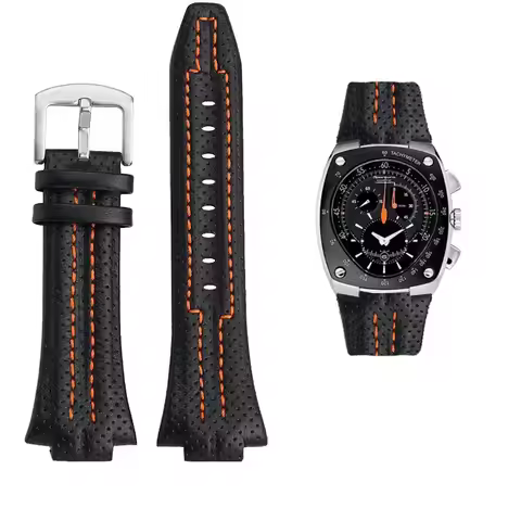 27mmx15Convex mouth For Seiko Sportura SNL029P2-SNL021P1 SNL595P2 SNL017P1 Leather Watch Strap Men's