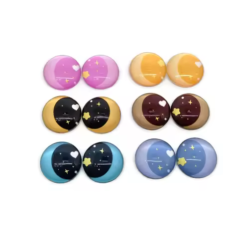 From 6mm to 25mm Random Mixed Round Dragon Eyes In Pairs Pattern Glass Flatback Photo Cabochons Base
