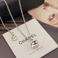 Chanel 25C新款方塊項鍊 全新銀鏈雙C水鑽款