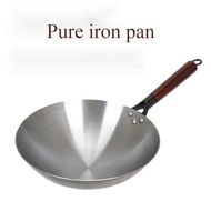 Pre-Seasoned Traditional Non-coated Carbon Steel Pow Wok with Wooden/Cast iron wok/Kuali Besi/Kuali Hitam/Fine wok/tradi