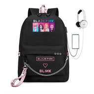 CUSALBOY Kpop Backpack Lisa Rose JISOO Jennie Shouler Bag Messenger Bag Fashion USB Charging Backpac