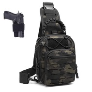 Tactical Compact Concealed Carry Sling Bag Cut Molle Pistol Holster EDC Single Shoulder Chest Backpa