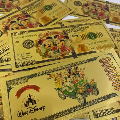 US Christmas Gold Banknote 1 Million Dollar Replica Money Mickey Minnie&Friends Collectible Souvenir