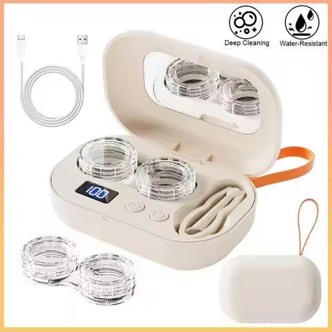 Rechargable portable Ultrasonic Contact Lens Cleaner machine Fit Disposal Soft Lens, Colored Contact