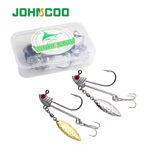 JOHNCOO 3pcs Jig Head Hook 7.2g 9.2g16.4g Weighted Hooks with Gold/Silver Willow Leaf Blade for Soft