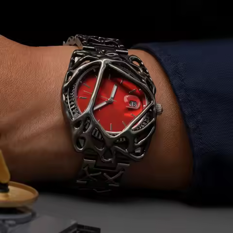 Y2k Unisex Red Scale Dial Quartz Watch Men Black Antique Alabaster Style Men Watch High Quality Orig