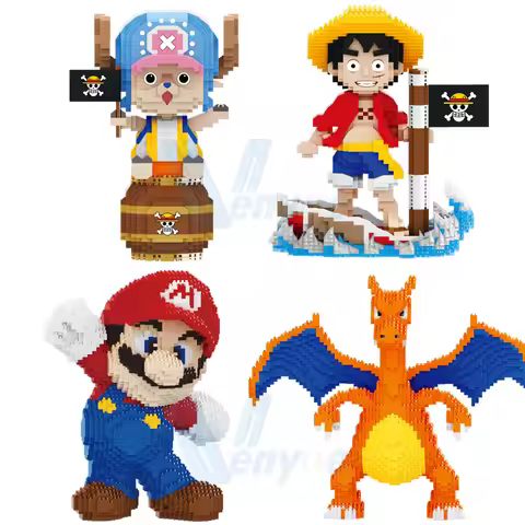 Pokemon Charizard Micro Building Blocks Luffy Chopper DIY Assembly One Piece Mini Bricks Toys for Ki
