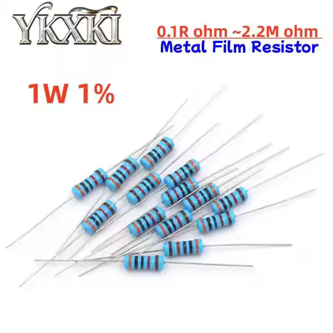 50PCS 1W 1% Metal film resistor 0.1R ~2.2M 1R 2R 10R 22R 47R 100R 330R 1K 4.7K 10K 22K 47K 100K 330K