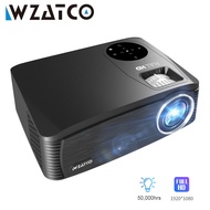 C6. WZATCO เครื่องฉายวิดีโอโปรเจ็คเตอร์ LED 1920*1080P หน้าจอขนาดนิ้ว300โปรเจคเตอร์โรงหนังโฮมเธียเตอร์เครื่องฉายภาพยนตร์