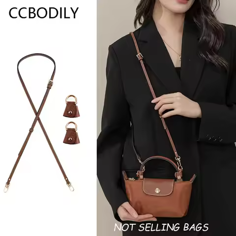 Bags Straps For Longchamp Mini Bag Adjustable Punch-free Genuine Leather Shoulder Strap Crossbody Co