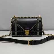 Dior迪奧 ama黑金全皮柳丁盾牌包 肩背包斜背包