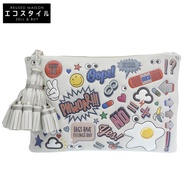 二手 Anya Hindmarch 全印花手拿包/備用包，成色極佳，白色