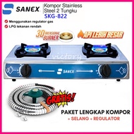 Kompor Sanex SKG-822 Kompor 2 Tungku Stainless Steel Api Biru / Kompor 2 Tungku 3D Burner