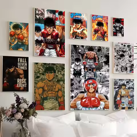 Anime H-Hajime No Ippo Vintage Posters Sticky Retro Kraft Paper Sticker DIY Room Bar Cafe Kawaii Roo
