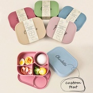 1pc Personalized Customization Name Baby Silicone Food Storage Box Custom Baby Tableware Portable Fo