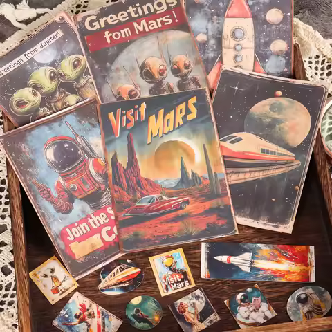 64pieces (32papers and 32stickers) Junk Journal Papers and Ephemera, for Scrapbooking Supplies, Hand