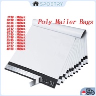【SG-SPOETRY】100PCS White Glossy Poly Mailer Mailing Bag Courier Bag Waterproof Tear-Resistant Packag