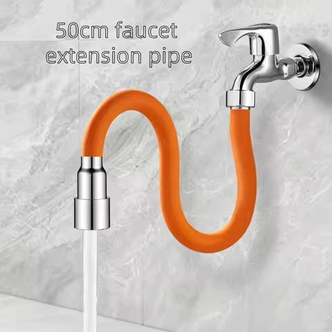 1pc 50cm Water Faucet Extension Pipe, Universal Extended Water Pipe, Anti-Splash Extension Pipe