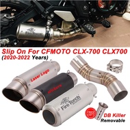 Slip On For CFMOTO CLX-700 CLX700 CLX 700 2020-2022 Motorcycle Exhaust Escape Systems 51mm Mid Link 