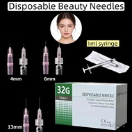 10/100pcs 32G Disposable beauty Needle 一次性美容针 4mm/6mm/13mm used 1ml syringe Local delivery