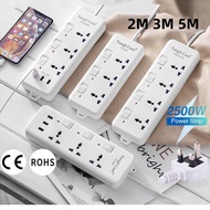 High Power Porous Socket Universal 2M 3M 5M Extension Cord With USB3.1A Fast Charge