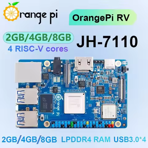 Orange Pi RV 2GB/4GB/8GB Dev Board LPDRR4 RAM RISC-V StarFive JH-7110 Chip WiFi-BT5.0 BLE M2 PCIE SS