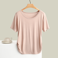 Modal Slim Fit Round Neck Short Sleeve T-shirts for Women Summer Lightweight Inner Wear Base Shirt V