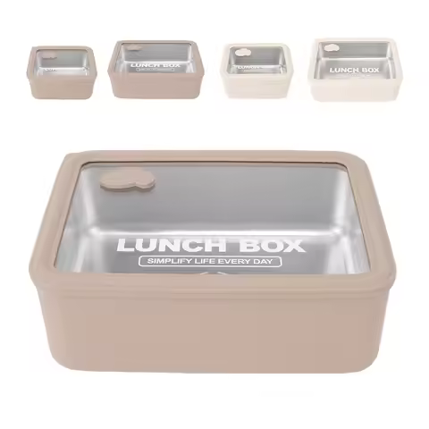 Lunch Container Visible Microwave Safe Portable 304 Stainless Steel Lunch Box for School Picnic Trav