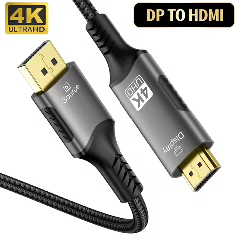 4K@60Hz DisplayPort to HDMI Cable Uni-Directional DP1.2 to HDMI2.0 Display Port Computer to HDMI Scr
