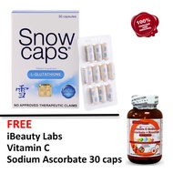 Snow Caps Glutathione with Free iBeauty Labs Vitamin C Ascrobate 30 capsules