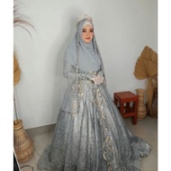 gaun pengantin muslimah gaun walimah gaun akad gaun pengantin silver