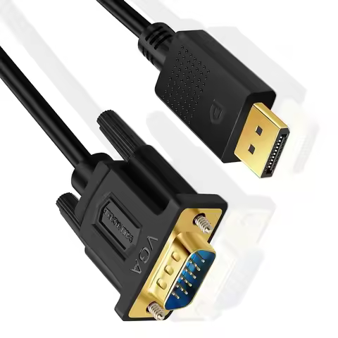 DisplayPort to VGA Adapter DP to VGA Cable Male to Male Gold Plated Suitable for Computers, Laptops,