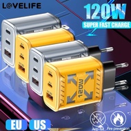 Fast Charger Plug Head - Compatible With iPhone And Android - 120W Dual PD Cable Charger - US & EU P