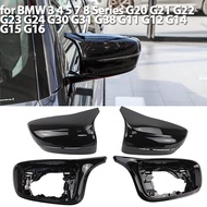 Carbon fiber pattern mirror cover Black mirror Overlay for BMW 3 4 5 7 8er G20 G21 G28 G11 G12 G14 G