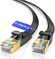 Cat 7 Ethernet Cable 50ft Flat Internet LAN Network Patch Cord RJ45 Connectors 2 Pack - Black