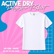 White Active Dry Polyester T-shirt 140gsm (XS, S, M, L, XL, XXL) Sport T Shirt Woman Sport T Shirt