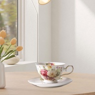 [Kesoto3] Ceramic Coffee Mug Porcelain Cup and Saucer Set Romantic with Non Slip Handle Versatile 18