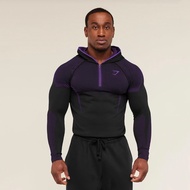 GYMSHARK/ONYX5 Men's Long-Sleeved Sports Fitness Quick-Drying Breathable Stretch Half Zipper Tight T